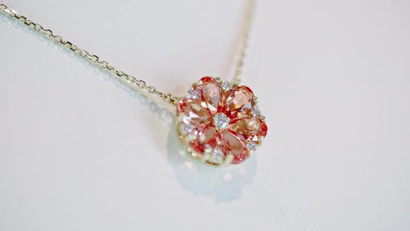 Ruby and Diamond Necklace on Luxury Shop Display alt