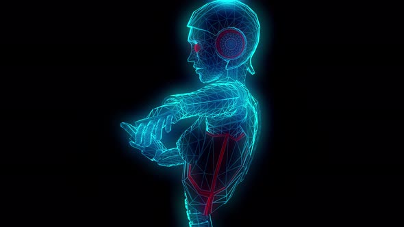 4K Lowpoly glow dancing robot alt