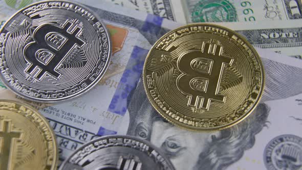 Bitcoin Coins Lie on Dollars alt
