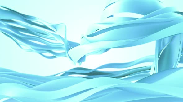 Abstract Blue Cloth Wavy Shapes Background