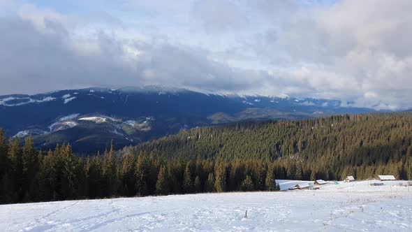 View from the top peak of the Bukovel ski resort, Ukrainian Carpathians