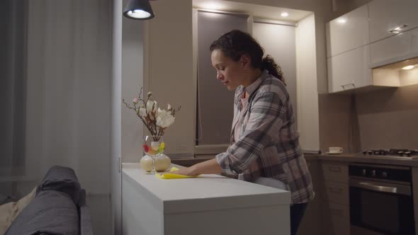 Housewife Getting Lost in Contemplation While Household Chores Indoors alt