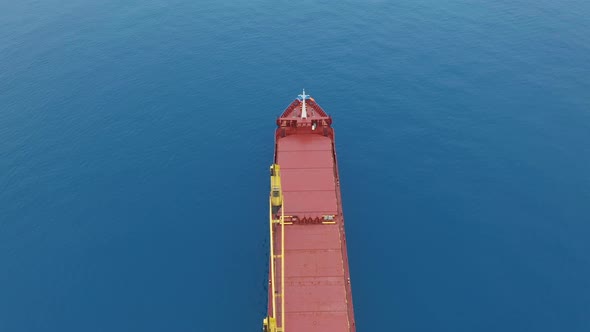 Aerial View. Cargo Ship at Sea. alt