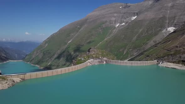 Aerial View of Kaprun Reservoir Mooserboden Stausee, Austria alt