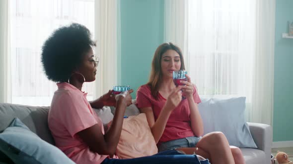 Beautiful Women Drink Beverage At Home alt