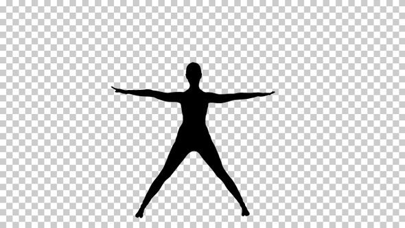 Silhouette woman bending in asana yoga pose, Alpha Channel alt