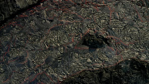 River Molten Lava Under extreme Heat. Texture of Boiling and glowing magma.Close up top down. alt