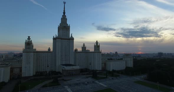 An Aerial View of Moscow State University in the Evening alt