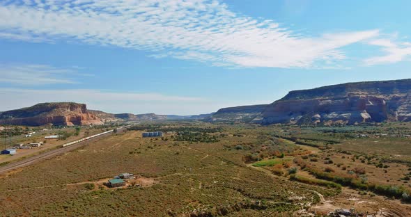Picturesque Road in Arizona Mountains Red Stone Cliffs and Blue Sky alt
