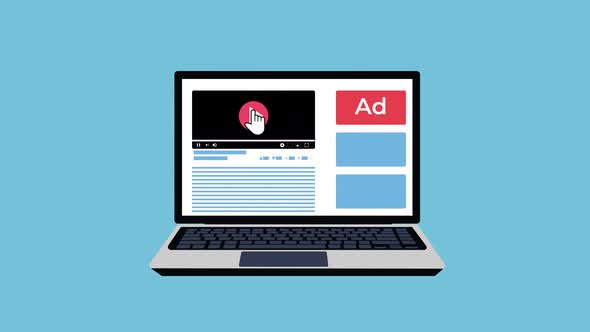An online video showing ads and earning money 4K animation
