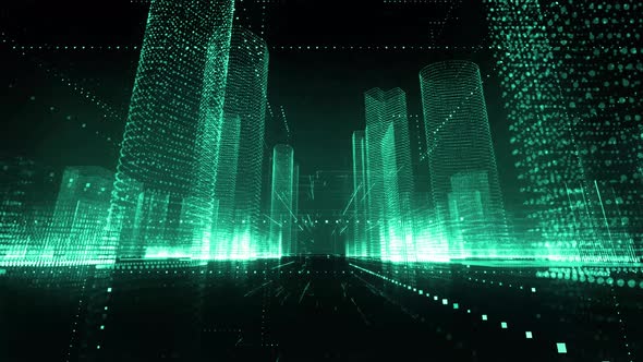 Futuristic City, Smart City Concept, Working Tracking System on City Streets alt