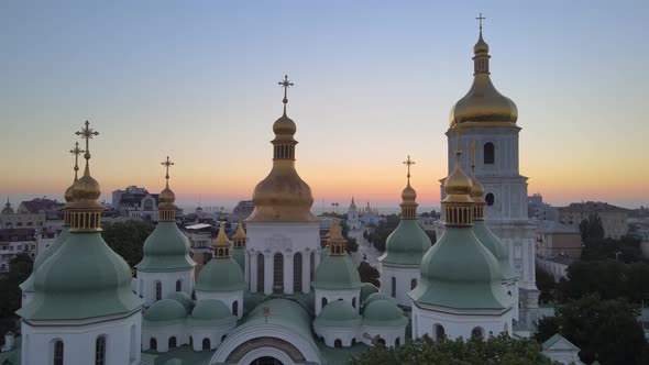 St. Sophia Church in the Morning at Dawn. Kyiv. Ukraine. Aerial View alt
