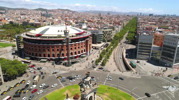 Aerial View of Espanya Square Barcelona Spain alt