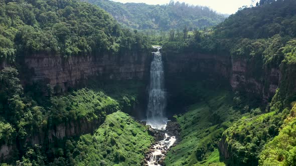 Aerial View of The El Salto De Tequendama Waterfall in South America, Colombia