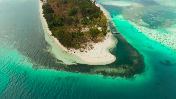 Tropical Island with Sandy Beach. Balabac, Palawan, Philippines alt