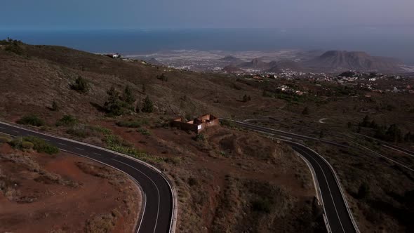 Drone view: road of Arona in Tenerife alt