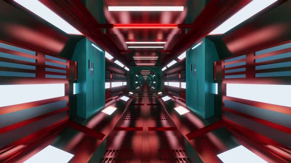 3D rendered animation of space station corridor alt