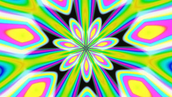 Pink and yellow kaleidoscope pattern animation