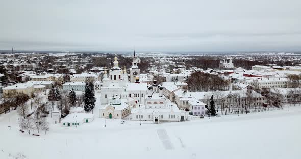 Aerial Monasteries and Churches in Veliky Ustyug Is a Town in Vologda Oblast, Russia alt