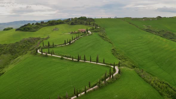 Flying over the beautiful Tuscany Italy landscape alt