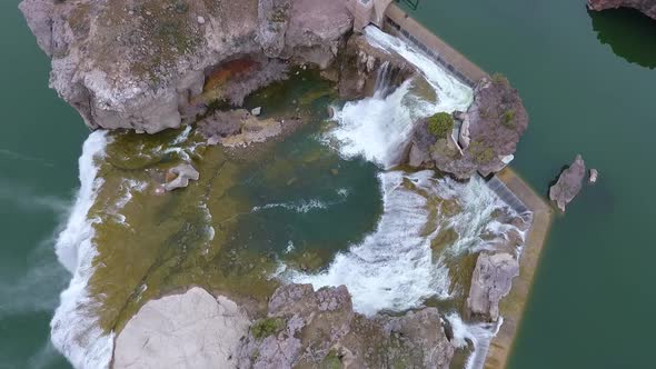 Looking Down at Dam for Shoshone Falls in Idaho During Spring alt