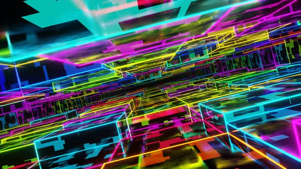 VJ Loop Tunnel of Smoothly Flying Pulsating Cubes alt