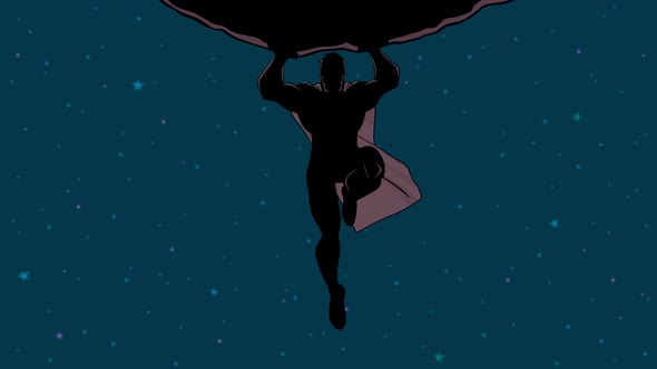 Superhero Holding Boulder in Space Silhouette