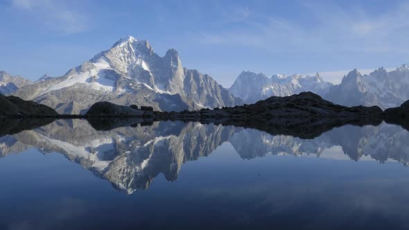 Colourful Sunset on Lac Blanc Lake in France Alps