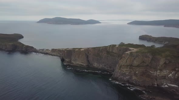 Drone View of a Peninsula Tobizina with Vertical Cliffs at Sunrize alt