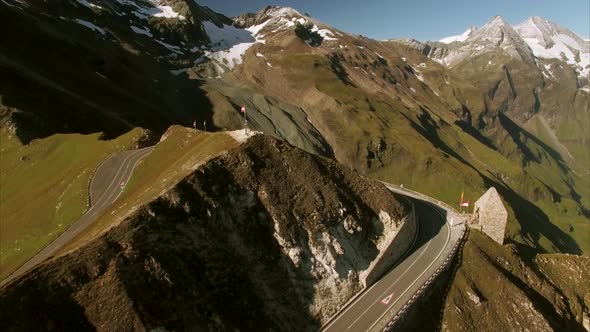 Top of Grossglockner mountain pass in the Alps alt