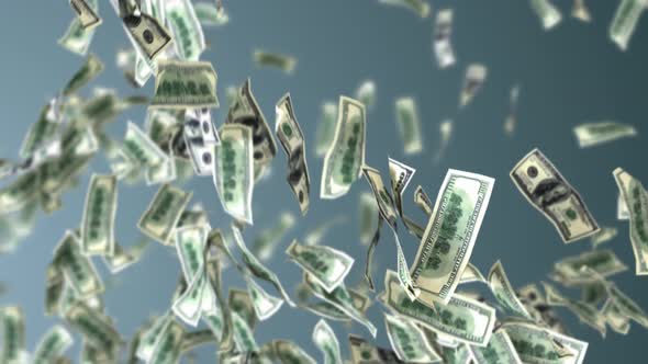 money wind 100 dollar bills on 3d animation on a green background alt