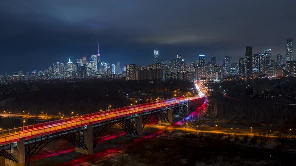 City Night Skyline Toronto Timelapse