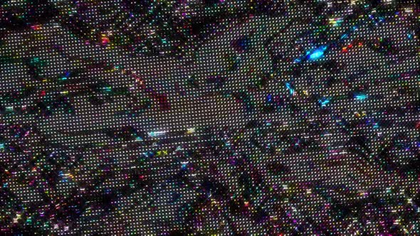 shining bright lines set wave dots motion, colorfull, on black background alt