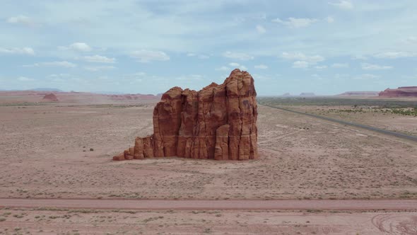 Aerial Shot Of Beautiful Day At Rock Point In Navajo Reservation, Arizona. alt