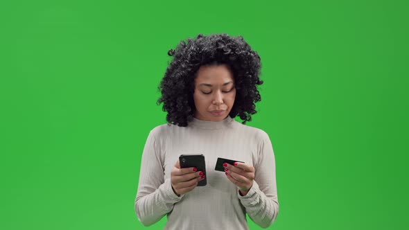 Green Screen Young African Female Online Payment