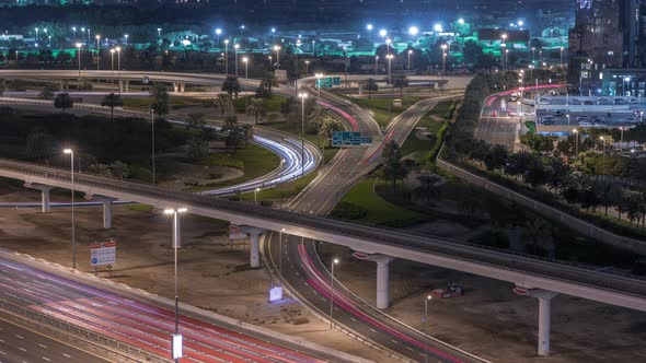 Aerial Top View to Sheikh Zayed Road Near Dubai Marina and JLT Timelapse Dubai alt