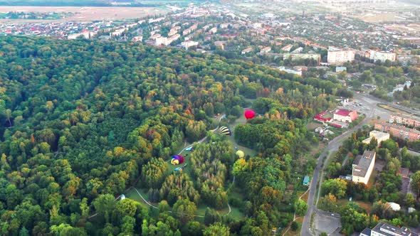 Nice top view of the park, forest covered with greenery.
