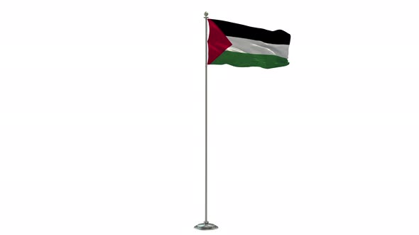 Palestine Looping Of The Waving Flag Pole With Alpha