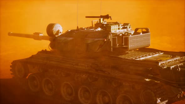 World War II Tank in Desert in Sand Storm alt