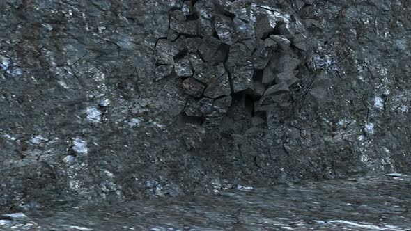 Coal Wall Destruction Dark Stone Wall Super Slow Motion 1000 Fps alt