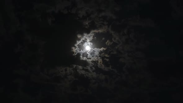 8K Full Moon and Clouds in Night Sky