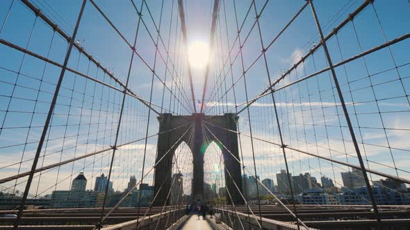 The Majestic Brooklyn Bridge in New York. Go To Brooklyn Side. First Person View alt