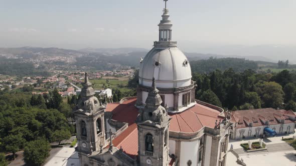 Dome of Sanctuary of Our Lady of Sameiro in Braga and landscape in background, Portugal alt