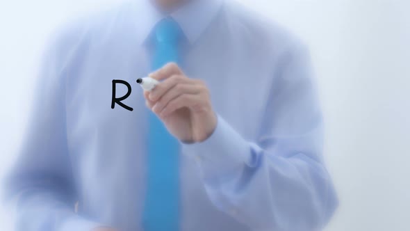 Recycling Written on Glass, Businessman Hand Writing Words with Marker Pen