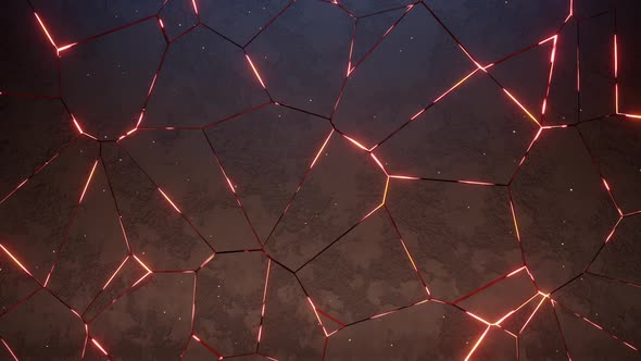 Glowing Fiery Cracked Crumbling Wall Motion Graphics Background