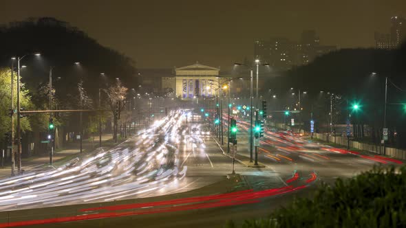 Chicago Street Traffic Night Timelapse