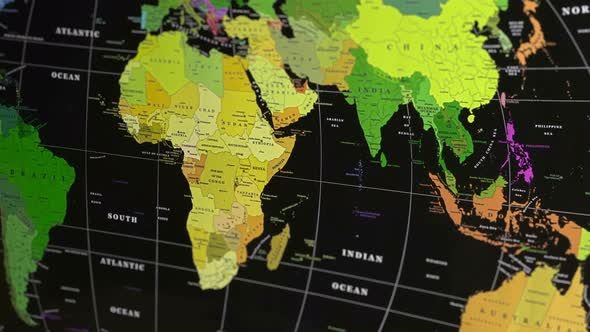 Color World Map On Black Background
