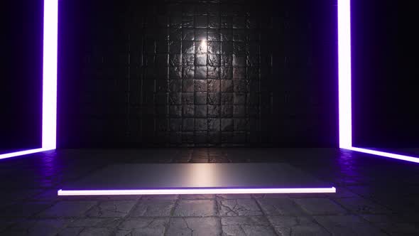 Product Showcase Spotlight Background With Colorful Neon Lights alt