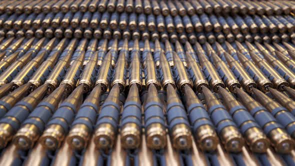 Infinite animation showing a huge array of ammo belts. Shiny mortal ammunition. alt