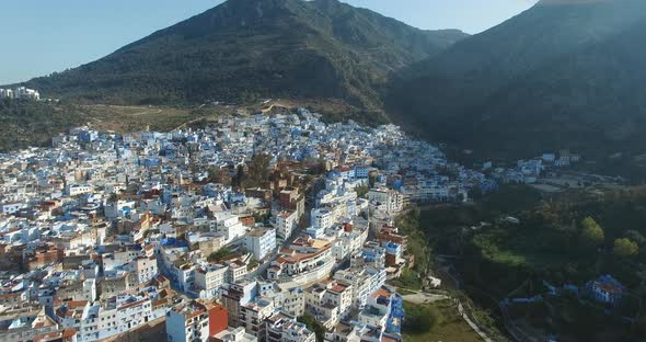 AERIAL: Chefchaouen blue city in Morocco alt